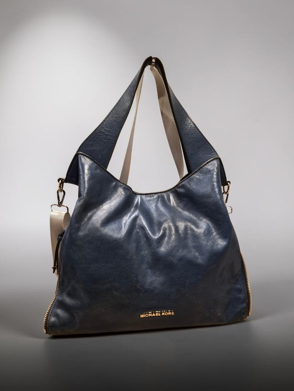 Michael Michael Kors Blue Devon Leather Hobo Satchel
